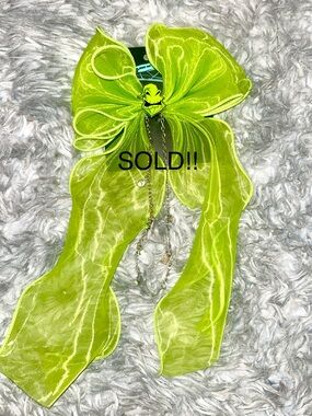 **SOLD**Disney Nightmare Before Christmas Neon Green Oogie Boogie Bow Hair Clip